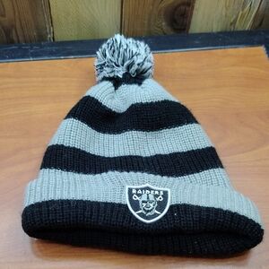 NFL Raiders Striped Beanie - Black and Gray